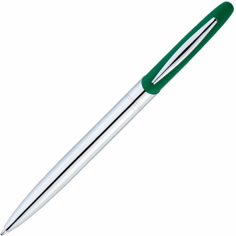 Ручка металлическая шариковая Vivapens Aris Soft, серебристая с зелёным фото 3