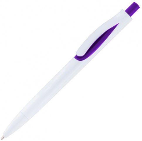 Ручка пластиковая шариковая Vivapens Focus, белая с фиолетовым фото 1