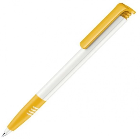 Шариковая ручка Senator Super-Hit Basic Polished Soft grip, белая с жёлтым фото 1