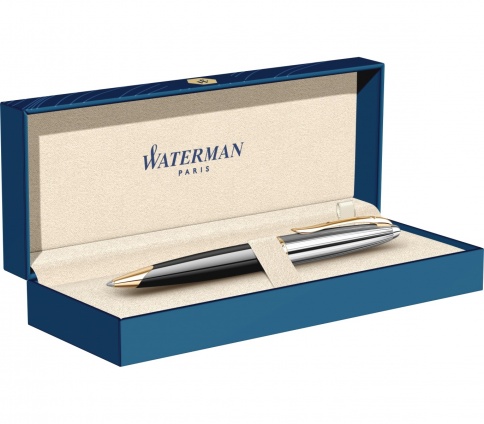 Ручка шариковая Waterman Carene De Luxe (S0700000) Black Silver GT M синие чернила подар.кор. фото 5