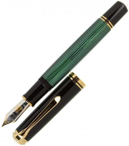 Ручка перьевая Pelikan Souveraen M 1000 (PL987586) Black Green GT F перо золото 18K с родиевым покрытием подар.кор. фото 3