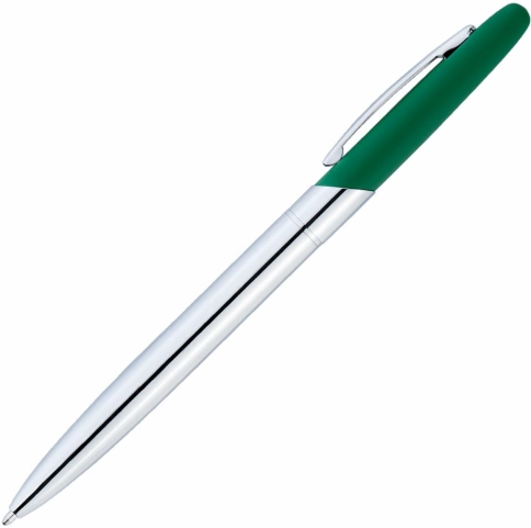 Ручка металлическая шариковая Vivapens Aris Soft, серебристая с зелёным фото 2