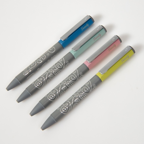 Ручка металлическая шариковая B1 Sweety, серая с голубым фото 6