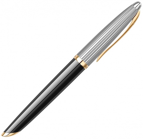 Ручка роллер Waterman Carene De Luxe (S0699980) Black Silver GT F черные чернила подар.кор. фото 5