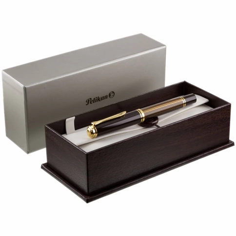 Ручка перьевая Pelikan Souveraen M 800 (PL813952) Brown Black EF перо золото 18K с родиевым покрытием подар.кор. фото 2