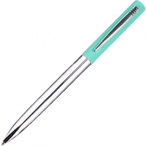 Ручка металлическая шариковая B1 Clipper, серебристая с бирюзовым фото 1