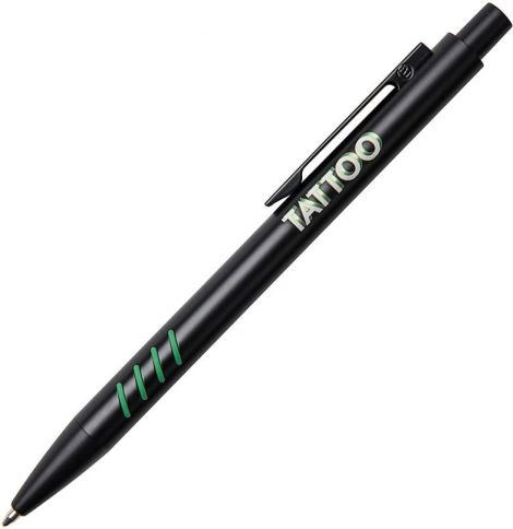 Ручка металлическая шариковая B1 Tatoo, чёрная с зелёным фото 2
