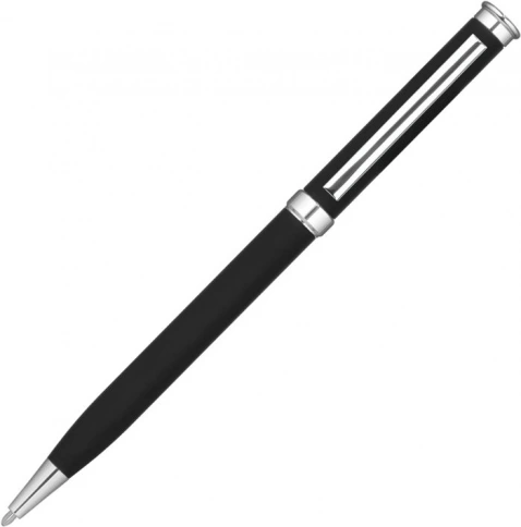 Ручка металлическая шариковая Vivapens METEOR SOFT, чёрная с серебристым фото 3