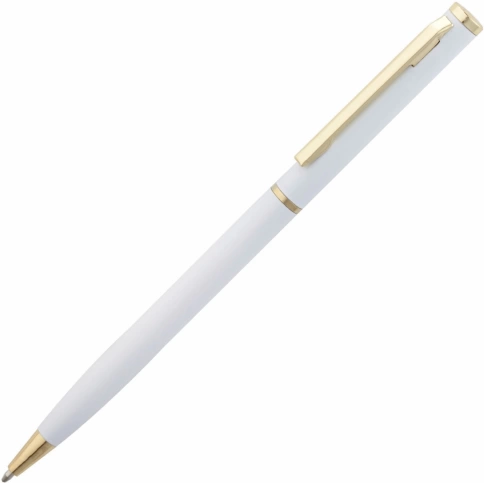 Ручка металлическая шариковая Vivapens Hilton, белая с золотистым фото 1