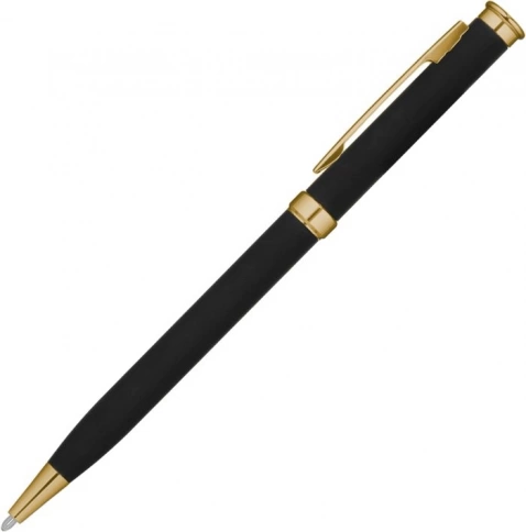 Ручка металлическая шариковая Vivapens METEOR SOFT MIRROR GOLD, чёрная с золотистым фото 2