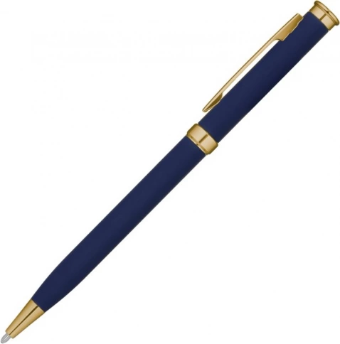 Ручка металлическая шариковая Vivapens METEOR SOFT MIRROR GOLD, тёмно-синяя с золотистым фото 2
