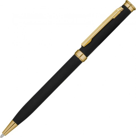 Ручка металлическая шариковая Vivapens METEOR SOFT MIRROR GOLD, чёрная с золотистым фото 3