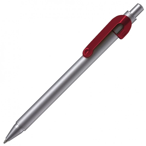 Ручка металлическая шариковая B1 Snake, серебристая с бордовым фото 1
