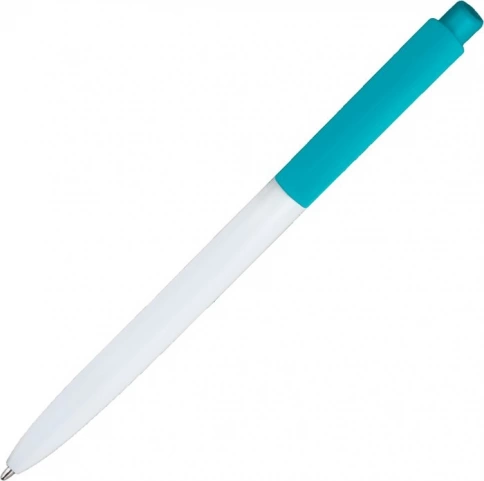 Ручка пластиковая шариковая Vivapens POLO, белая с бирюзовой фото 3