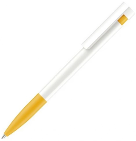 Шариковая ручка Senator Liberty Polished Basic Soft Grip, белая с жёлтым фото 1