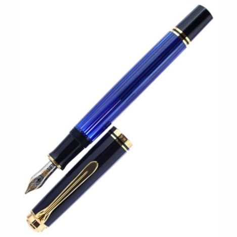 Ручка перьевая Pelikan Souveraen M 600 (PL995324) Black Blue GT M перо золото 14K покрытое родием подар.кор. фото 3