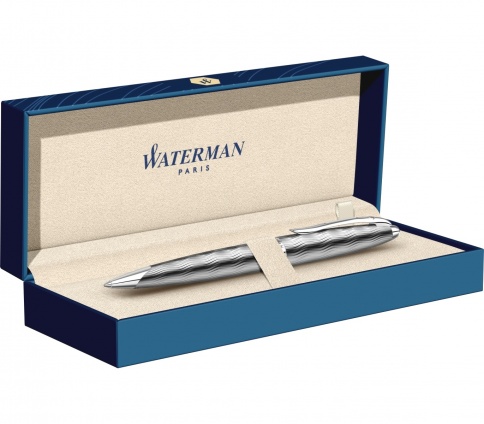 Ручка шариковая Waterman Carene (S0909890) Essential Silver ST M синие чернила подар.кор. фото 5