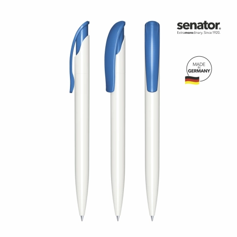 Шариковая ручка Senator Challenger Basic Polished, белая с голубым фото 2