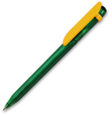 Ручка пластиковая шариковая Grant Arrow Classic Color Transparent , зелёная с жёлтым фото 1