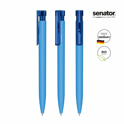 Шариковая ручка Senator Liberty Polished Bio Matt Clip Clear, голубая фото 2