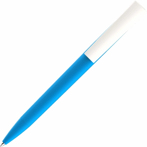 Ручка пластиковая шариковая Vivapens ZETA SOFT, голубая с белым фото 2