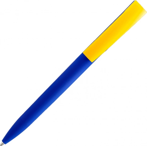 Ручка пластиковая шариковая Solke ZETA SOFT MIX, синяя с жёлтым фото 3