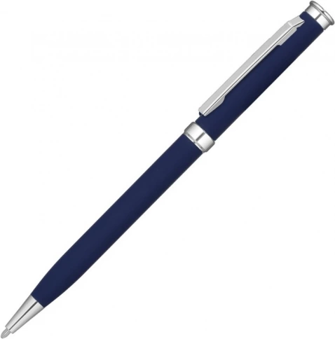 Ручка металлическая шариковая Vivapens METEOR SOFT, тёмно-синяя с серебристым фото 1