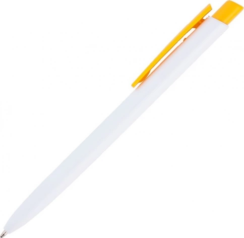 Ручка пластиковая шариковая Vivapens POLO, белая с жёлтым фото 2