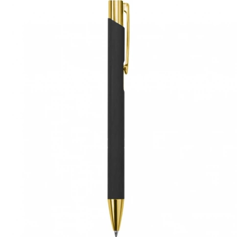 Ручка металлическая шариковая Z-PEN, Legend Soft Touch Mirror Gold, чёрная c золотистым фото 2