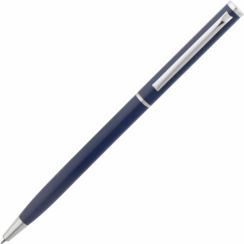 Ручка металлическая шариковая Vivapens Hilton, тёмно-синяя с серебристым фото 3