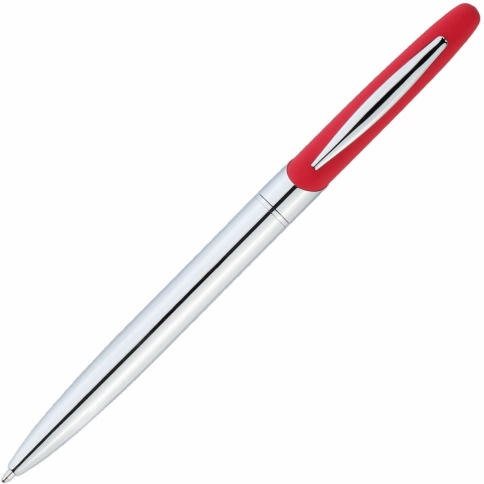 Ручка металлическая шариковая Vivapens Aris Soft, серебристая с красным фото 1