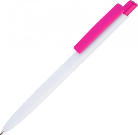 Ручка пластиковая шариковая Vivapens POLO, белая с розовым фото 1