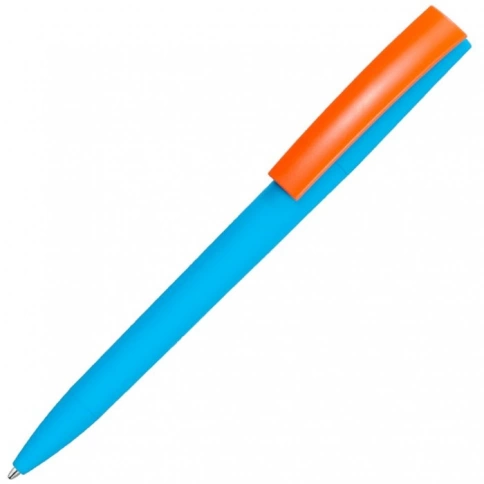 Ручка пластиковая шариковая Vivapens ZETA SOFT MIX, голубая с оранжевым фото 1
