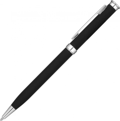 Ручка металлическая шариковая Vivapens METEOR SOFT, чёрная с серебристым фото 2