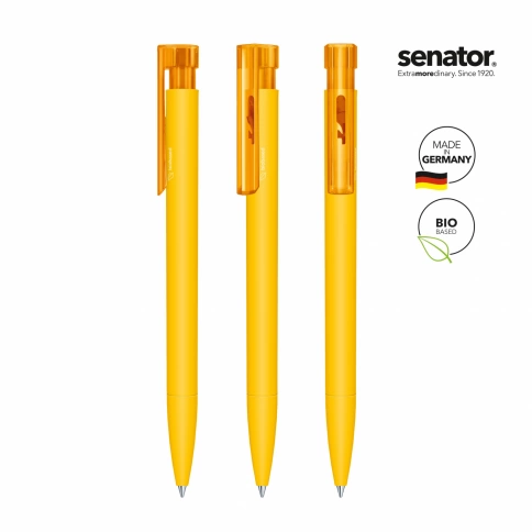 Шариковая ручка Senator Liberty Polished Bio Matt Clip Clear, жёлтая фото 2