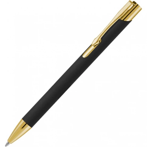 Ручка металлическая шариковая Z-PEN, Legend Soft Touch Mirror Gold, чёрная c золотистым фото 1