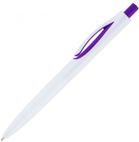 Ручка пластиковая шариковая Solke Focus, белая с фиолетовым фото 2
