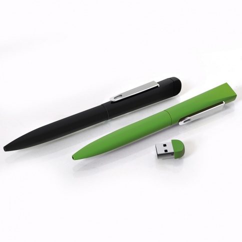 Ручка металлическая шариковая B1 IQ, с флешкой, 4 GB, зелёная фото 2