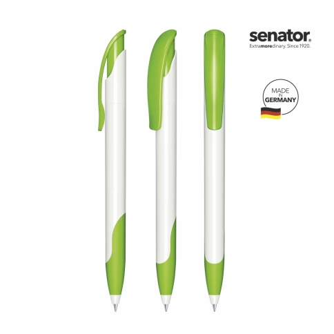 Шариковая ручка Senator Challenger Basic Polished Soft Grip, белая с салатовым фото 2