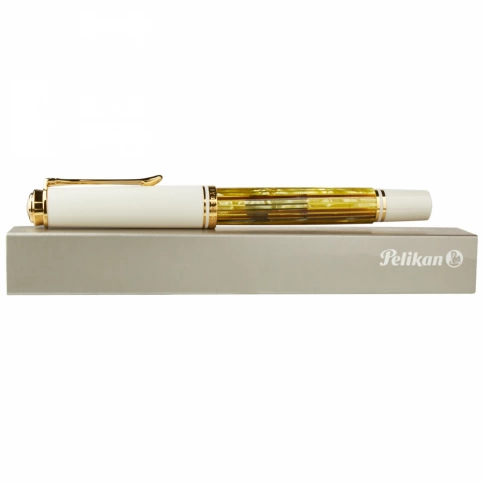 Ручка перьевая Pelikan Souveraen M 400 (PL934174) White Tortoise M перо золото 14K покрытое родием подар.кор. фото 6