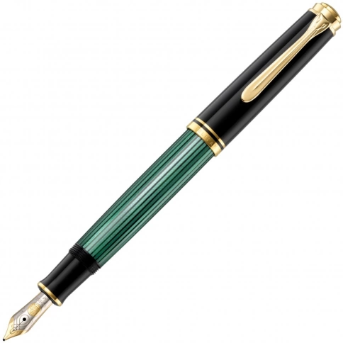 Ручка перьевая Pelikan Souveraen M 600 (PL980003) Black Green GT EF перо золото 14K покрытое родием подар.кор. фото 1