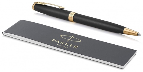 Ручка шариковая Parker Sonnet Core K528 (1931519) Matte Black GT M черные чернила подар.кор. фото 2