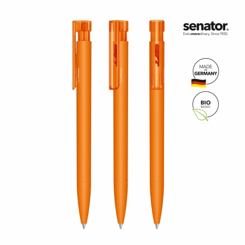 Шариковая ручка Senator Liberty Polished Bio Matt Clip Clear, оранжевая фото 2
