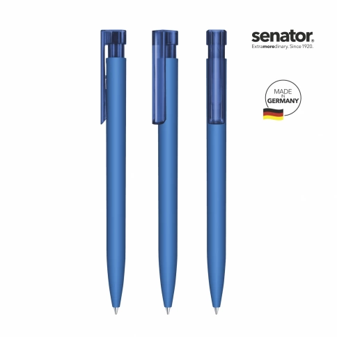 Шариковая ручка Senator Liberty Polished Soft Touch Clip Clear, синяя фото 2