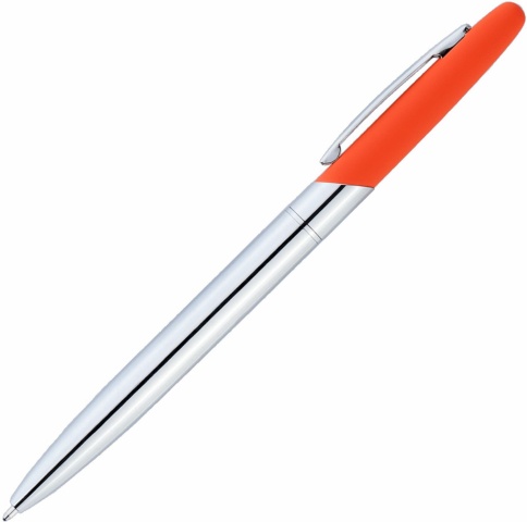 Ручка металлическая шариковая Vivapens Aris Soft, серебристая с оранжевым фото 2
