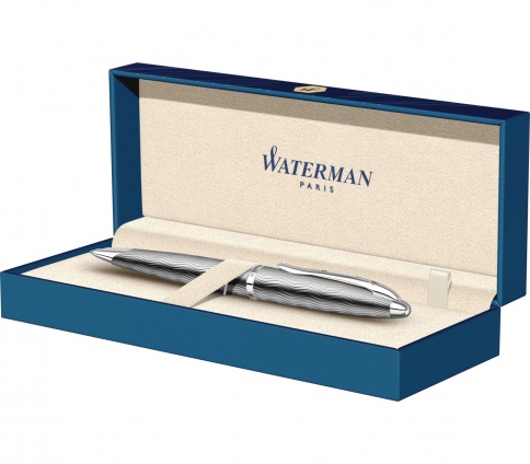 Ручка шариковая Waterman Carene (S0909890) Essential Silver ST M синие чернила подар.кор. фото 4