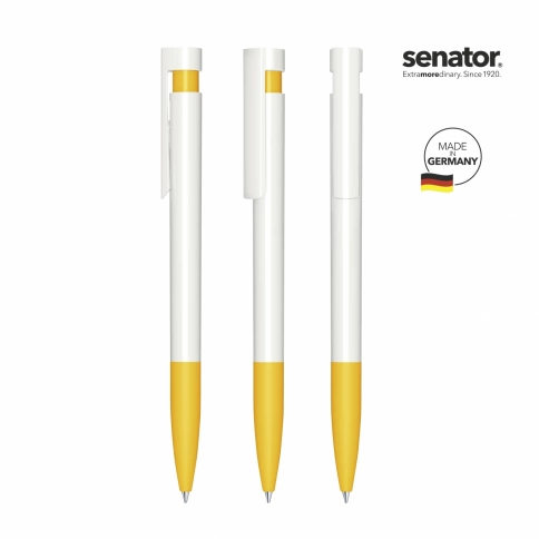 Шариковая ручка Senator Liberty Polished Basic Soft Grip, белая с жёлтым фото 2