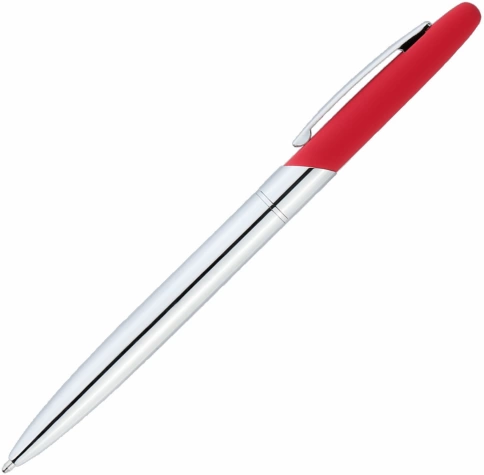 Ручка металлическая шариковая Vivapens Aris Soft, серебристая с красным фото 2