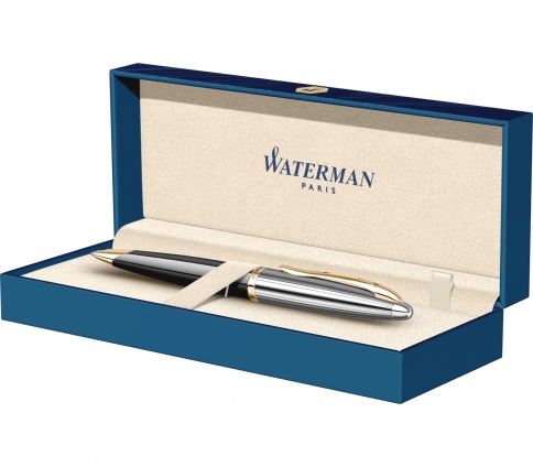 Ручка шариковая Waterman Carene De Luxe (S0700000) Black Silver GT M синие чернила подар.кор. фото 4
