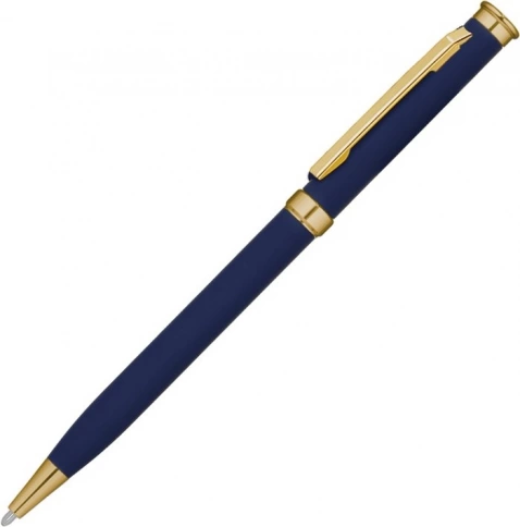 Ручка металлическая шариковая Vivapens METEOR SOFT MIRROR GOLD, тёмно-синяя с золотистым фото 1